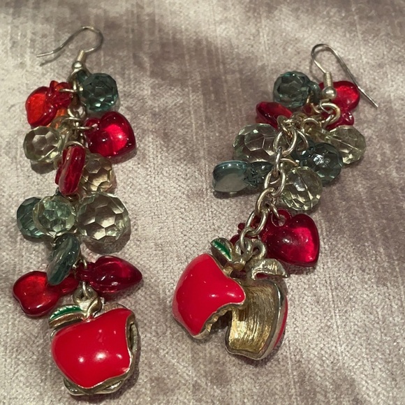Jewelry - Red Apple Crystal Dangle Earrings